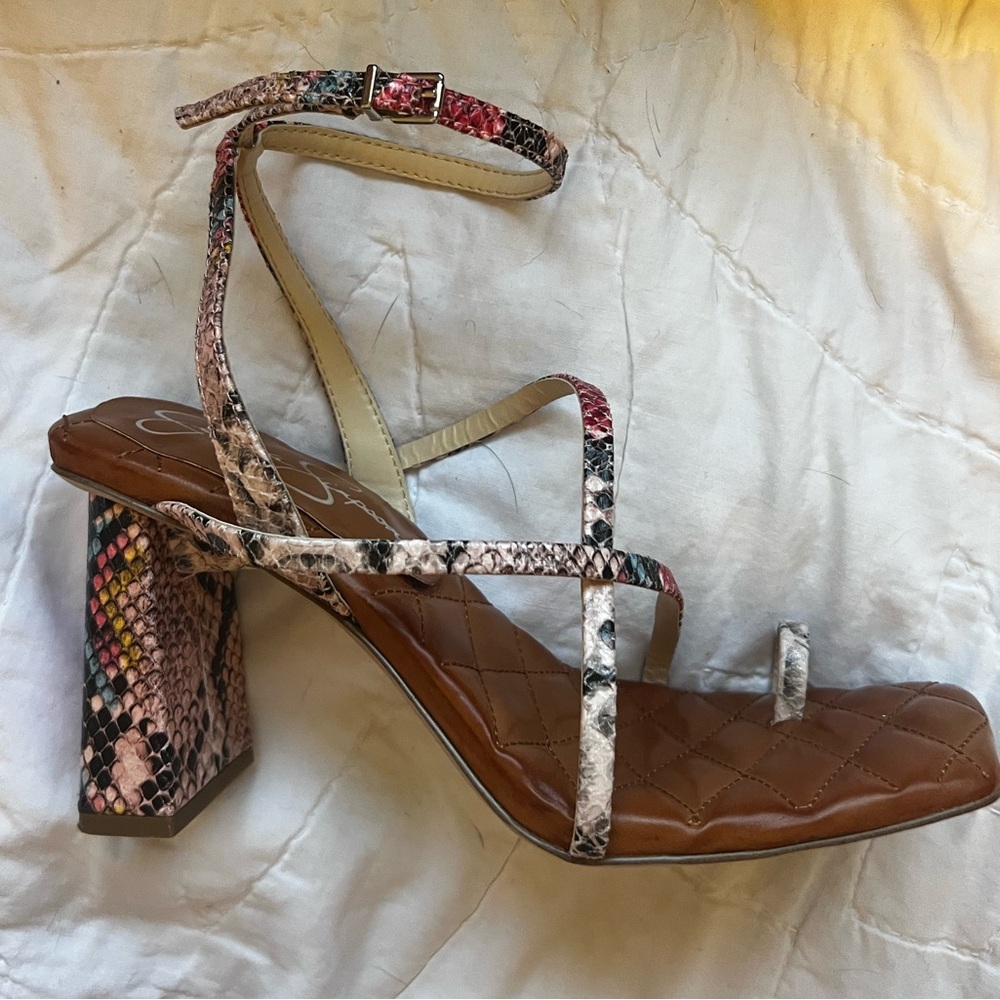 Jessica Simpson Snake Print Sandals with Chunky Block Heel